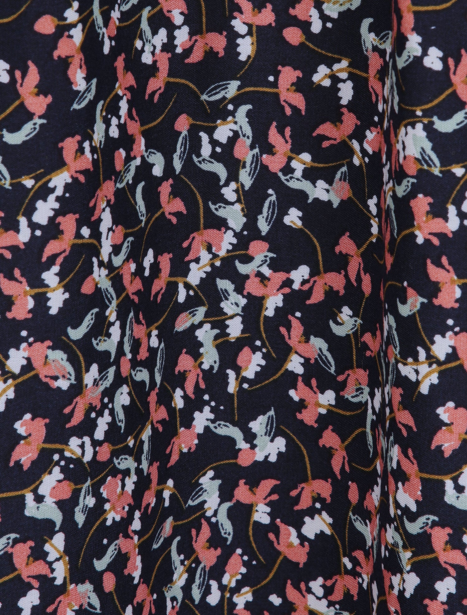 Robe longue à fleurs graphiques et à fines broderies - Marine - 4