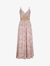 Robe longue à imprimé paquerettes - Rose/vert amande - 1