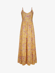 Robe longue à imprimé fleuri - Moutarde - 4