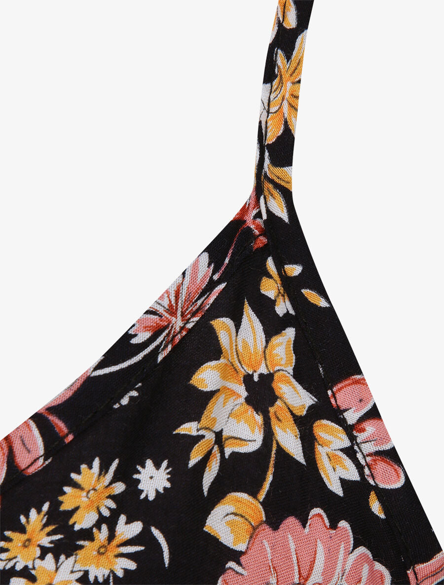 Robe longue à imprimé fleuri - Noir - 3