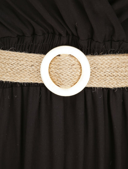 Robe longue cintrée coupe empire - Noir - 3