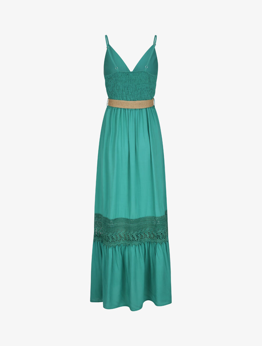 Robe longue cintrée coupe empire - Vert - 2