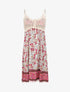 Robe constratée imprimé floral et graphique - Blanc - 4