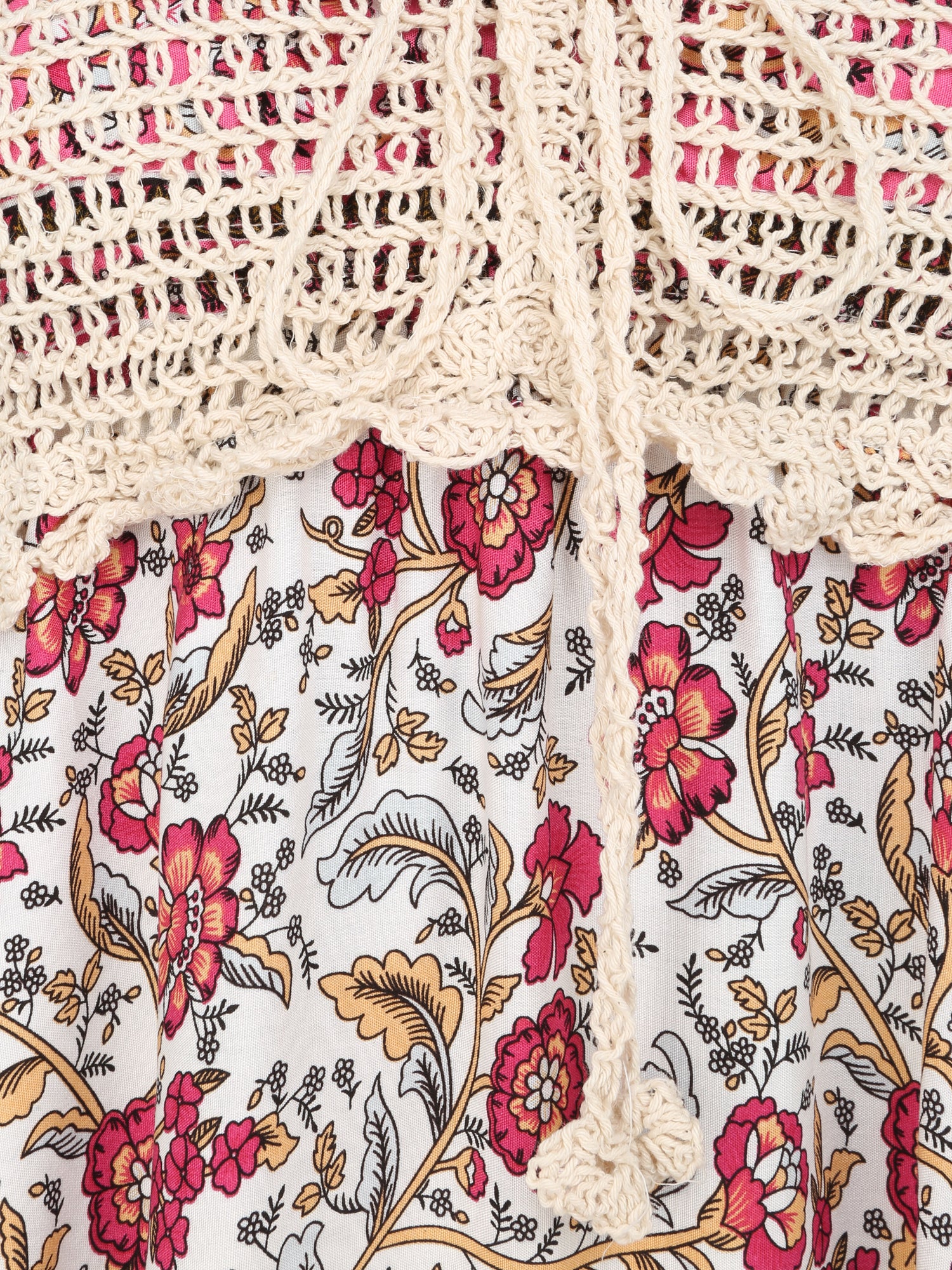 Robe constratée imprimé floral et graphique - Blanc - 3