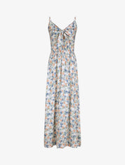 Robe longue imprimé multi-fleurs coupe empire - Blanc - 1