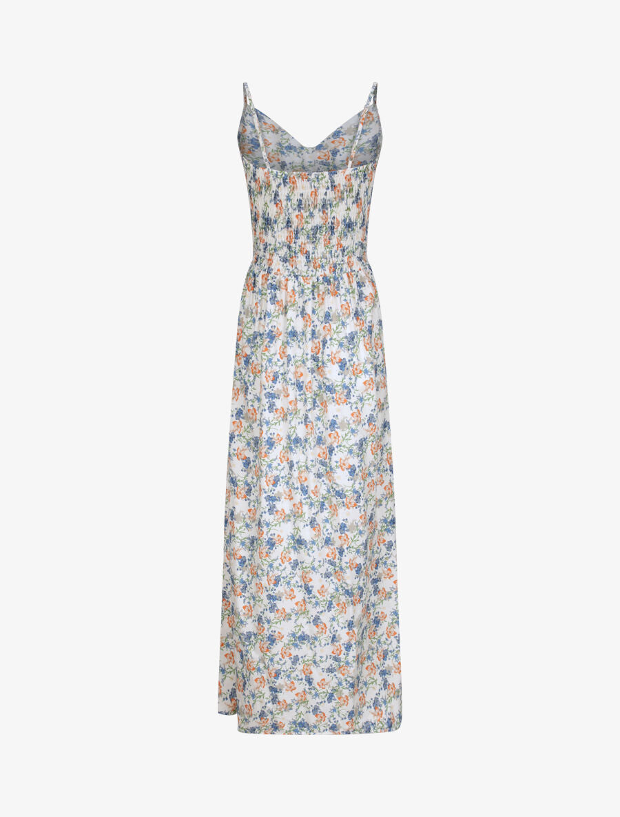 Robe longue imprimé multi-fleurs coupe empire - Blanc - 2