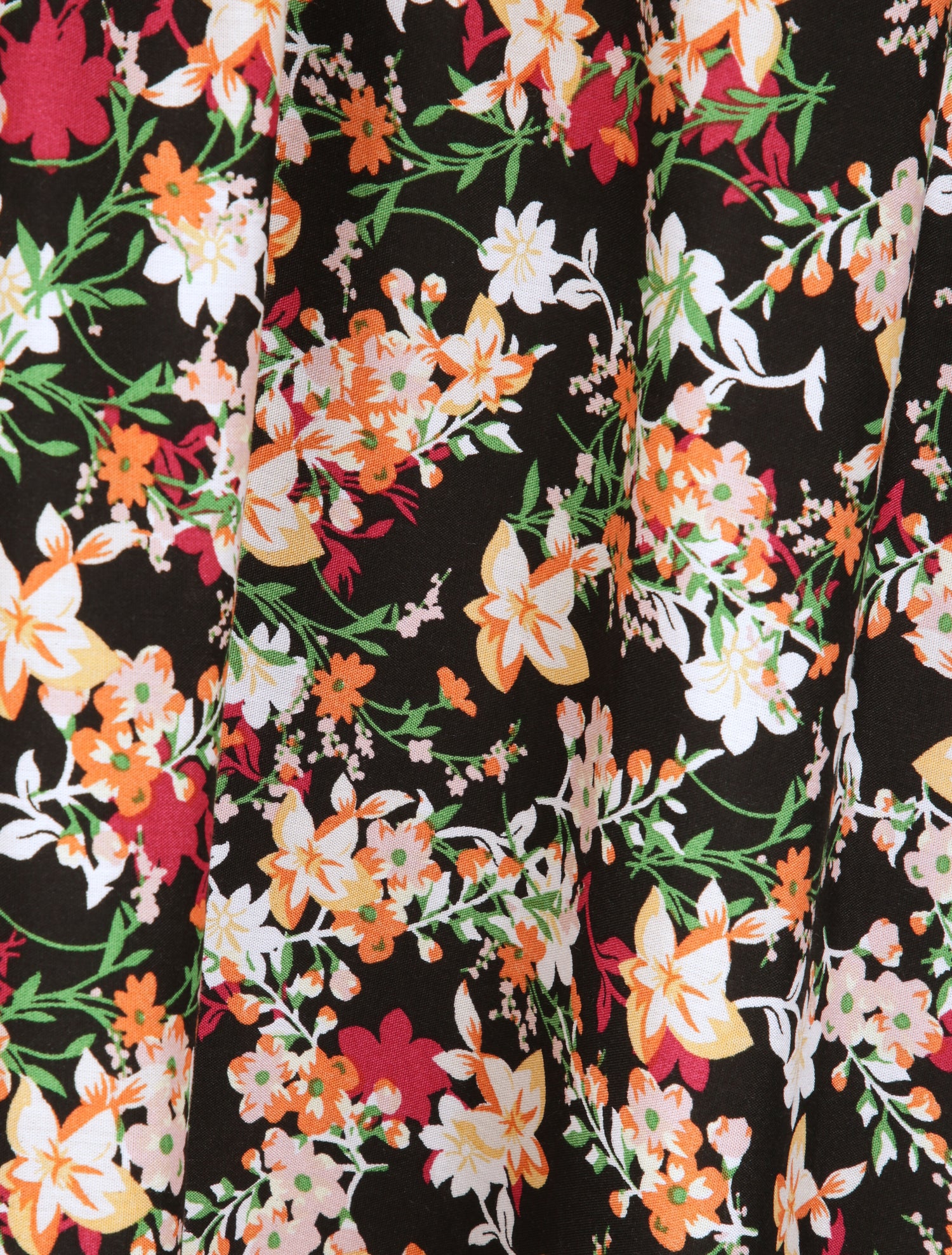 Robe longue imprimé multi-fleurs coupe empire - Noir - 5