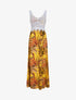 Robe longue imprimé feuilles exotiques et crochet - Jaune - 4