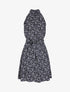 Robe cintrée imprimé petites fleurs à col américain - Noir - 4