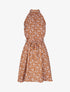 Robe cintrée imprimé petites fleurs à col américain - Camel - 5
