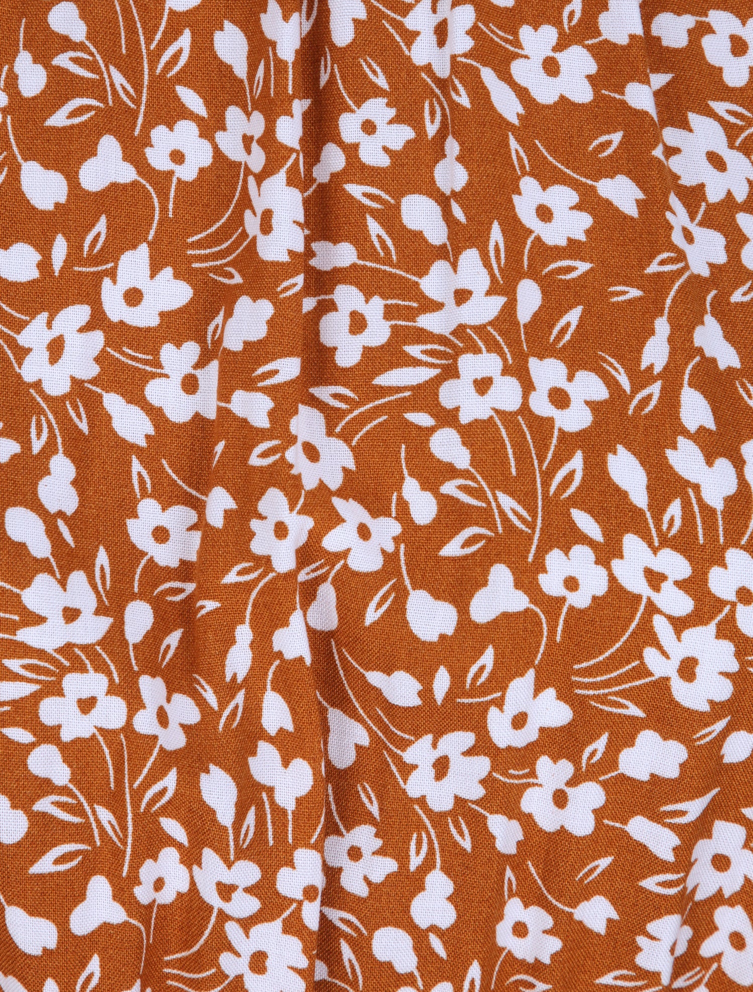 Robe cintrée imprimé petites fleurs à col américain - Camel - 3