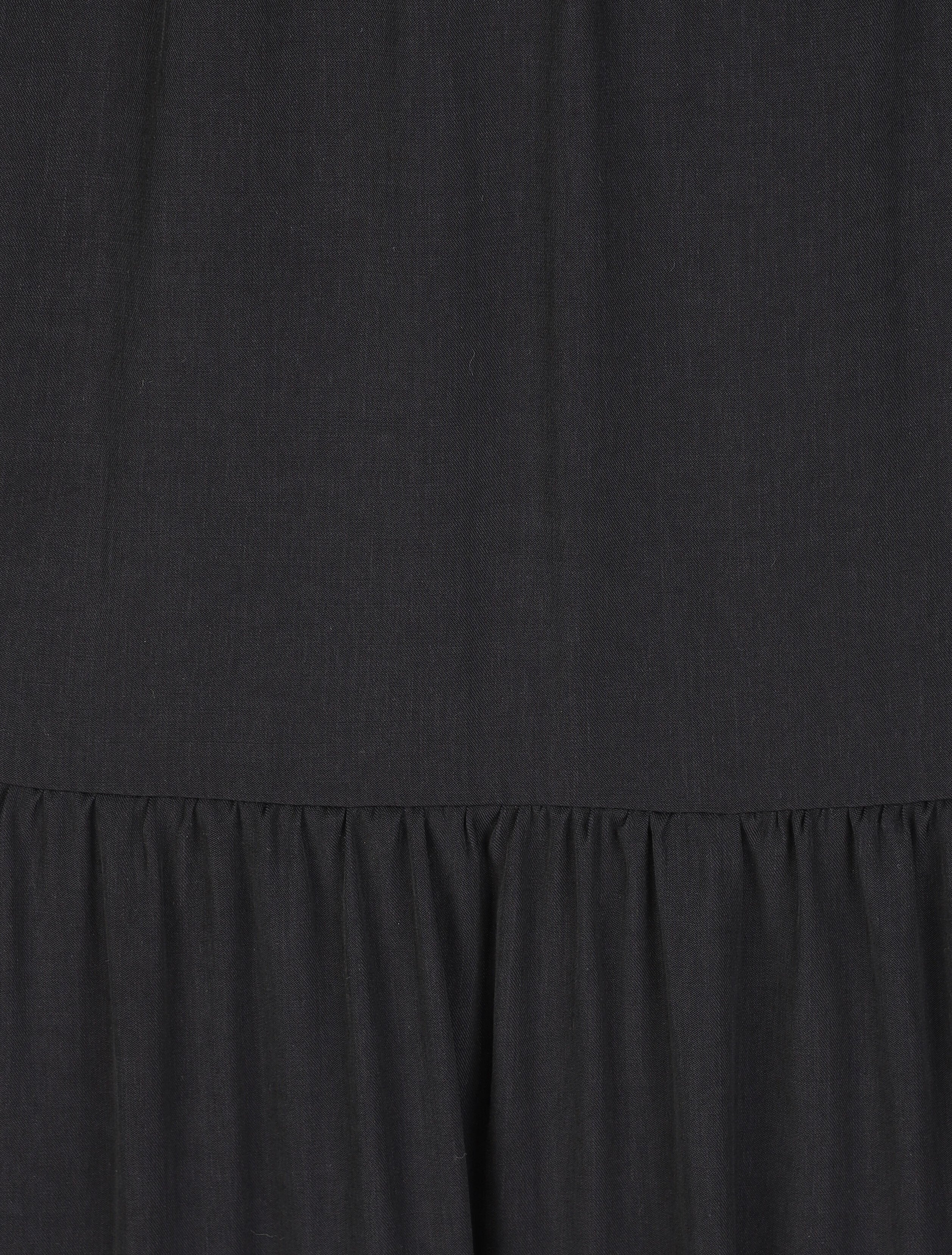 Robe longue empire unie à bretelles à perles - Noir - 3