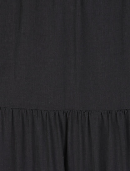 Robe longue empire unie à bretelles à perles - Noir - 3