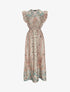 Robe longue empire satinée imprimé cachemire stylisé - Vert d&