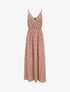 Robe longue empire imprimé fleuri à fines bretelles - Beige - 1
