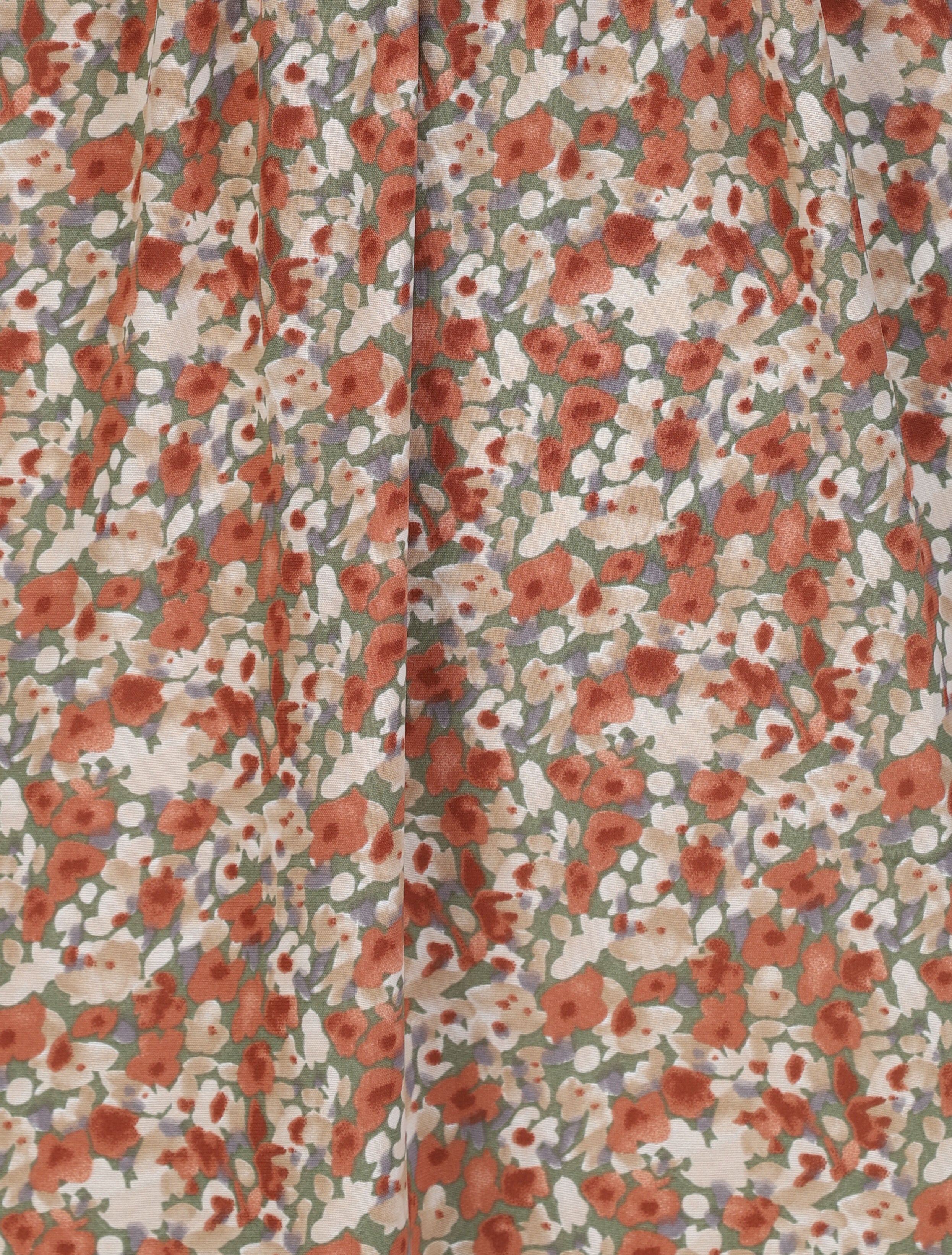 Robe longue empire imprimé fleuri à fines bretelles - Vert olive - 3