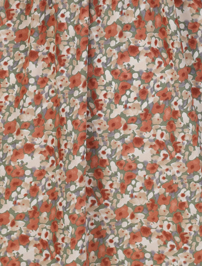 Robe longue empire imprimé fleuri à fines bretelles - Vert olive - 3