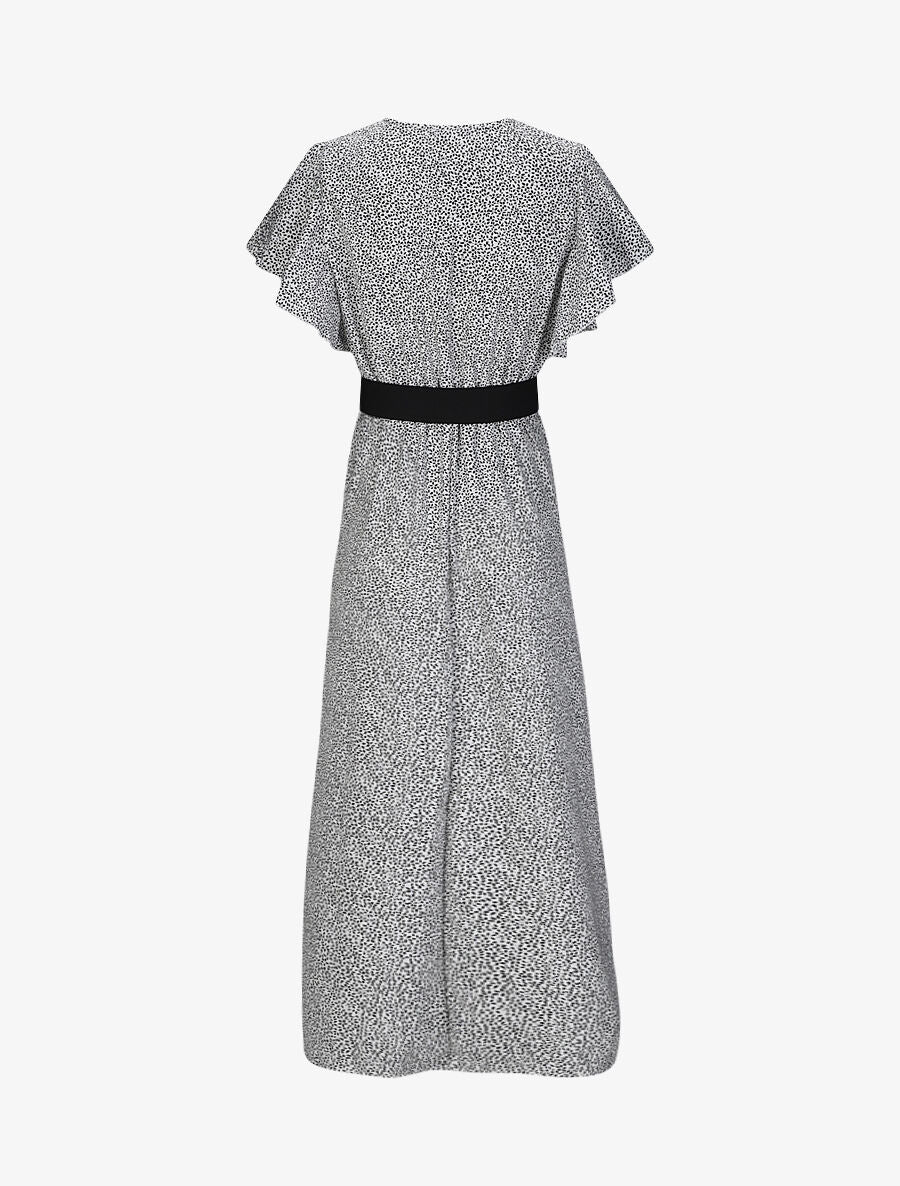Robe longue empire imprimé fleurs à manches volantées - Blanc - 2