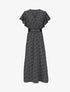 Robe longue empire imprimé fleurs à manches volantées - Noir - 5