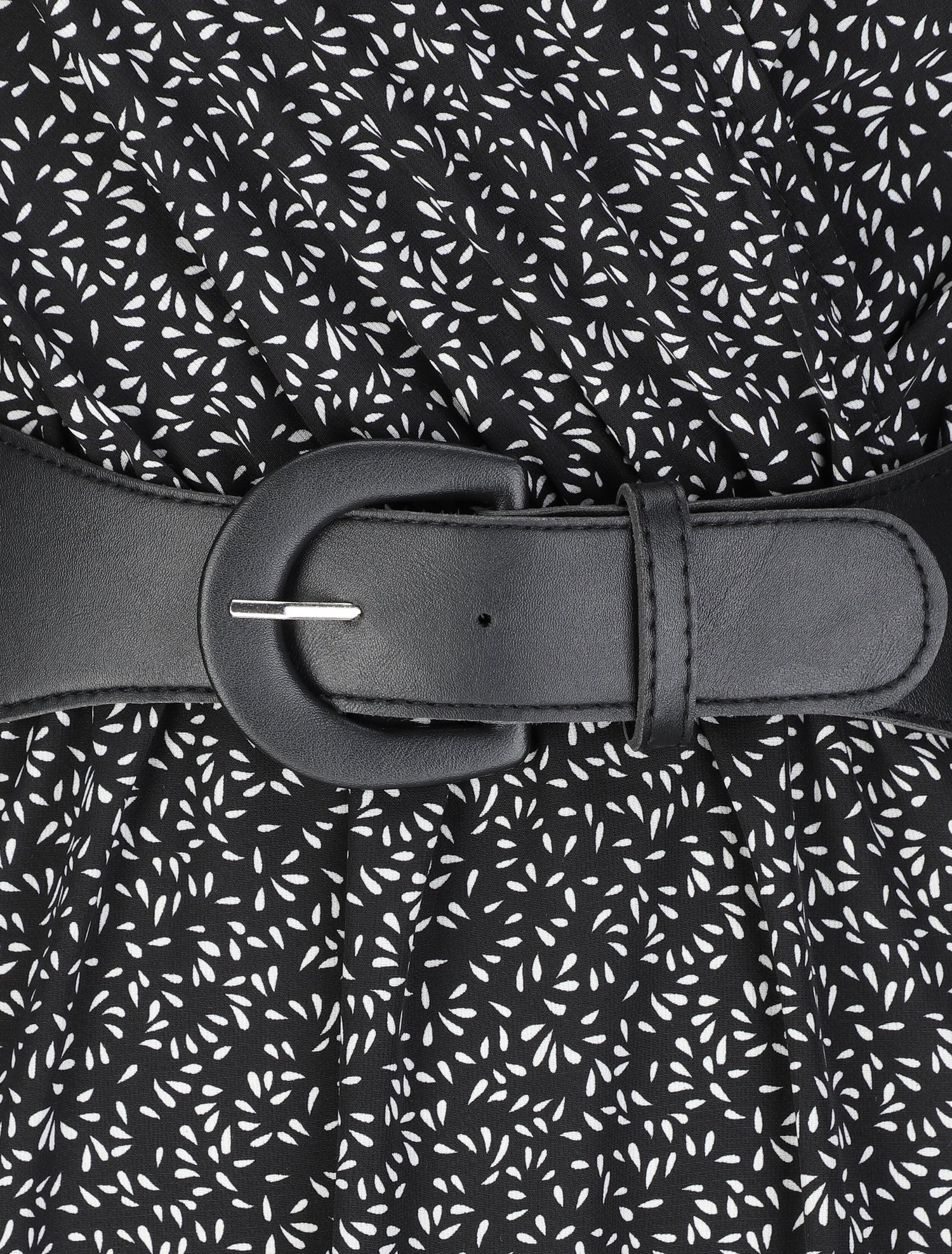 Robe longue empire imprimé fleurs à manches volantées - Noir - 3