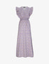 Robe longue empire à épaules volantées imprimé fleurs de cerisier - Lilas - 1
