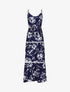 Robe longue patineuse imprimé fleurs contrastantes - Bleu - 5