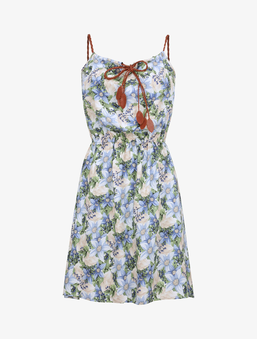 Robe patineuse à imprimé multi-fleurs - Bleu - 5