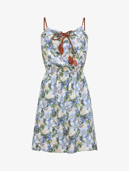 Robe patineuse à imprimé multi-fleurs - Bleu - 5