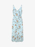 Robe longue cintrée imprimé fleurs - Turquoise - 1