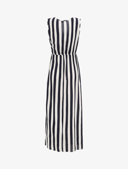 Robe longue empire imprimé rayé - Marine - 2