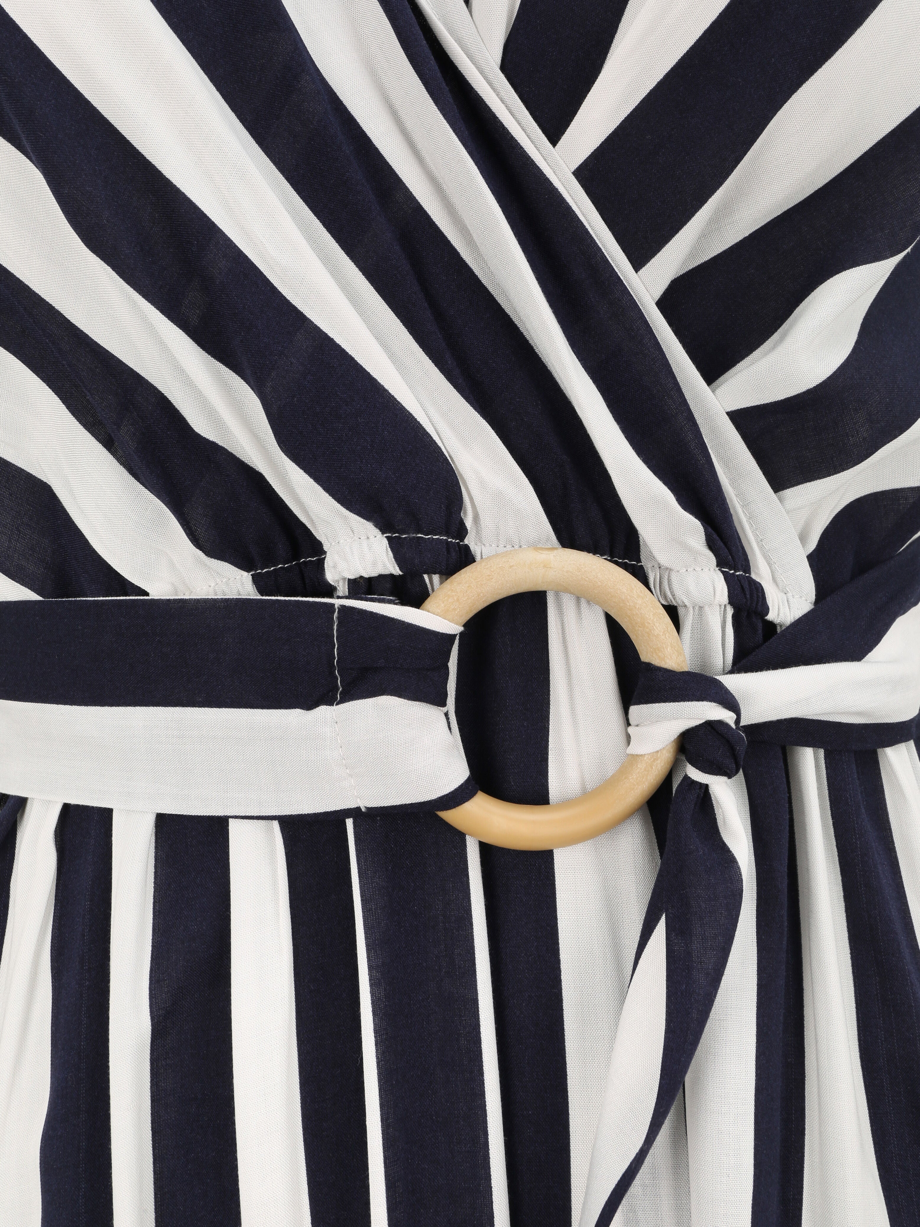 Robe longue empire imprimé rayé - Marine - 3