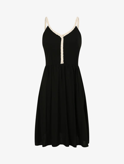 Robe à bretelles style cordes - Noir - 1