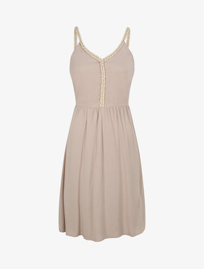 Robe à bretelles style cordes - Beige - 1