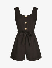 Combishort à boutons stylisés - Noir - 1