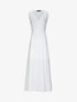 Robe longue évasée unie à col en crochet - Blanc - 4