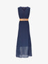 Robe longue empire unie en plumetis - Marine - 1