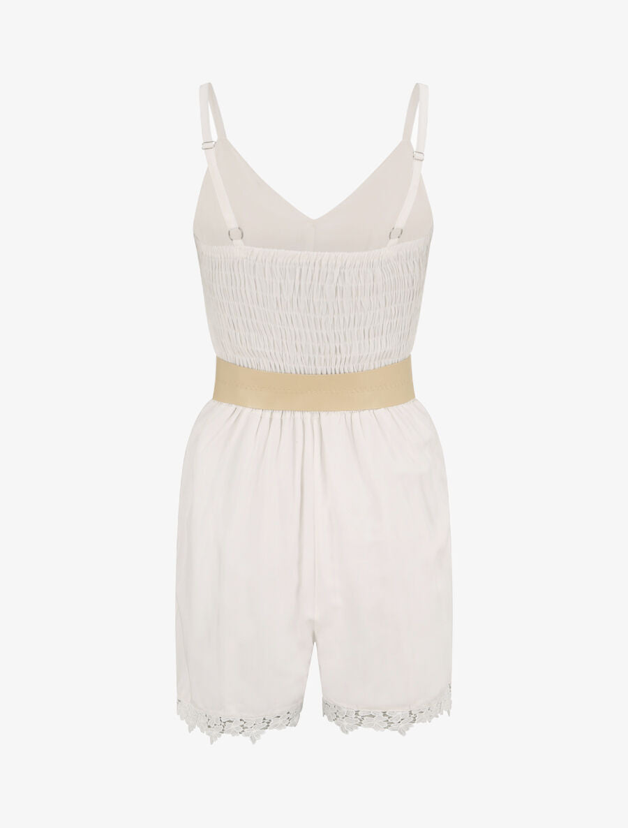 Combishort à boutons stylisés - Blanc - 2