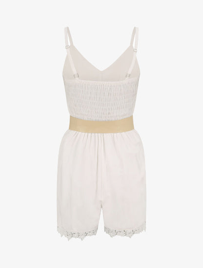 Combishort à boutons stylisés - Blanc - 2