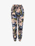 Pantalon fluide imprimé fleurs tropicales à bords élastiqués - Marine - 1