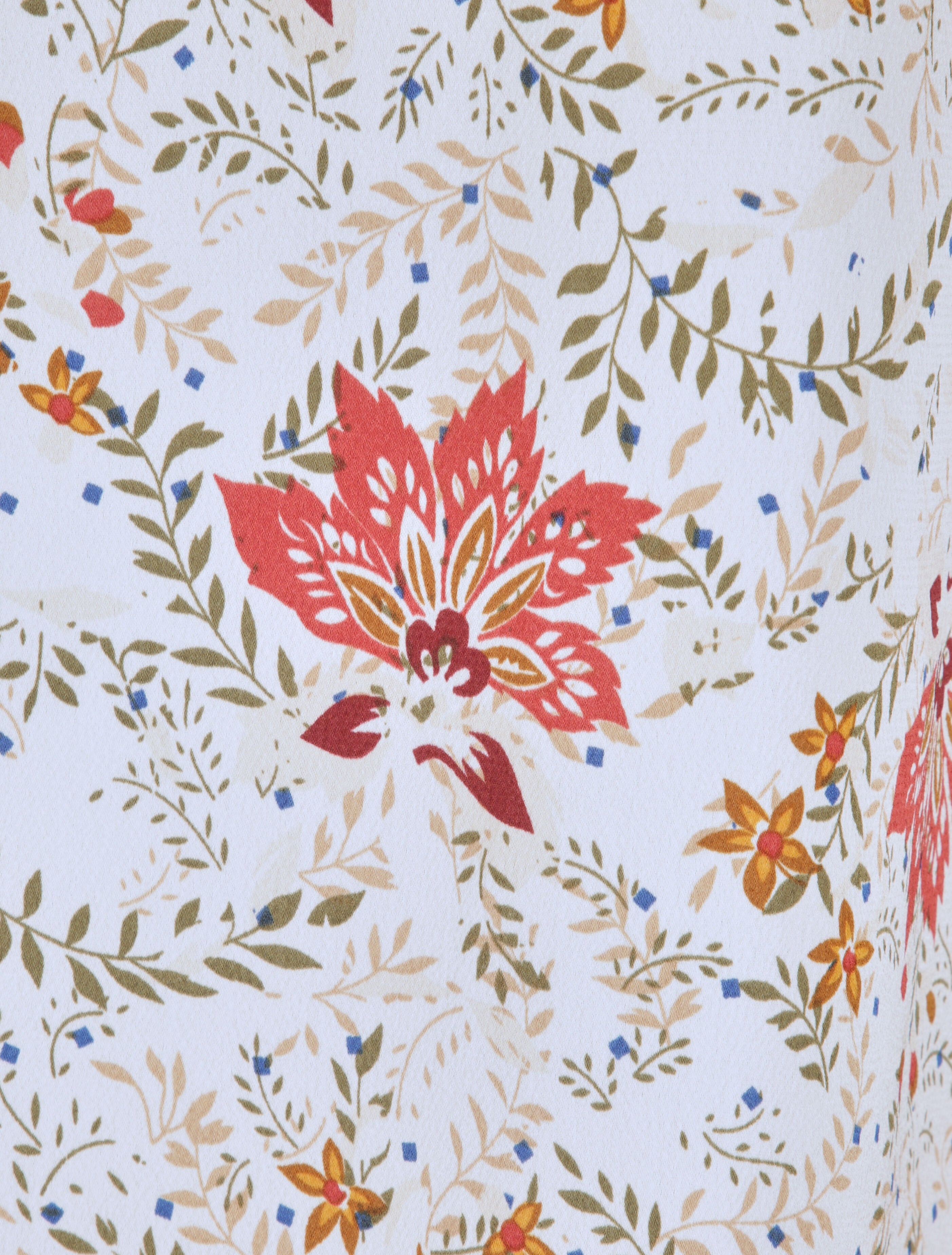 Top carré imprimé feuilles graphiques à encolure zippée - Écru - 4