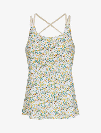 Débardeur carré à imprimé pivoines - Vert - 1