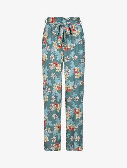 Pantalon fluide motifs fleurs de vanillier - Bleu gris - 2