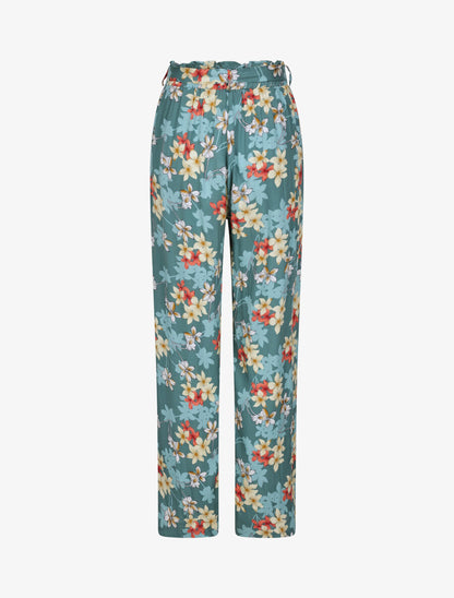 Pantalon fluide motifs fleurs de vanillier - Bleu gris - 3