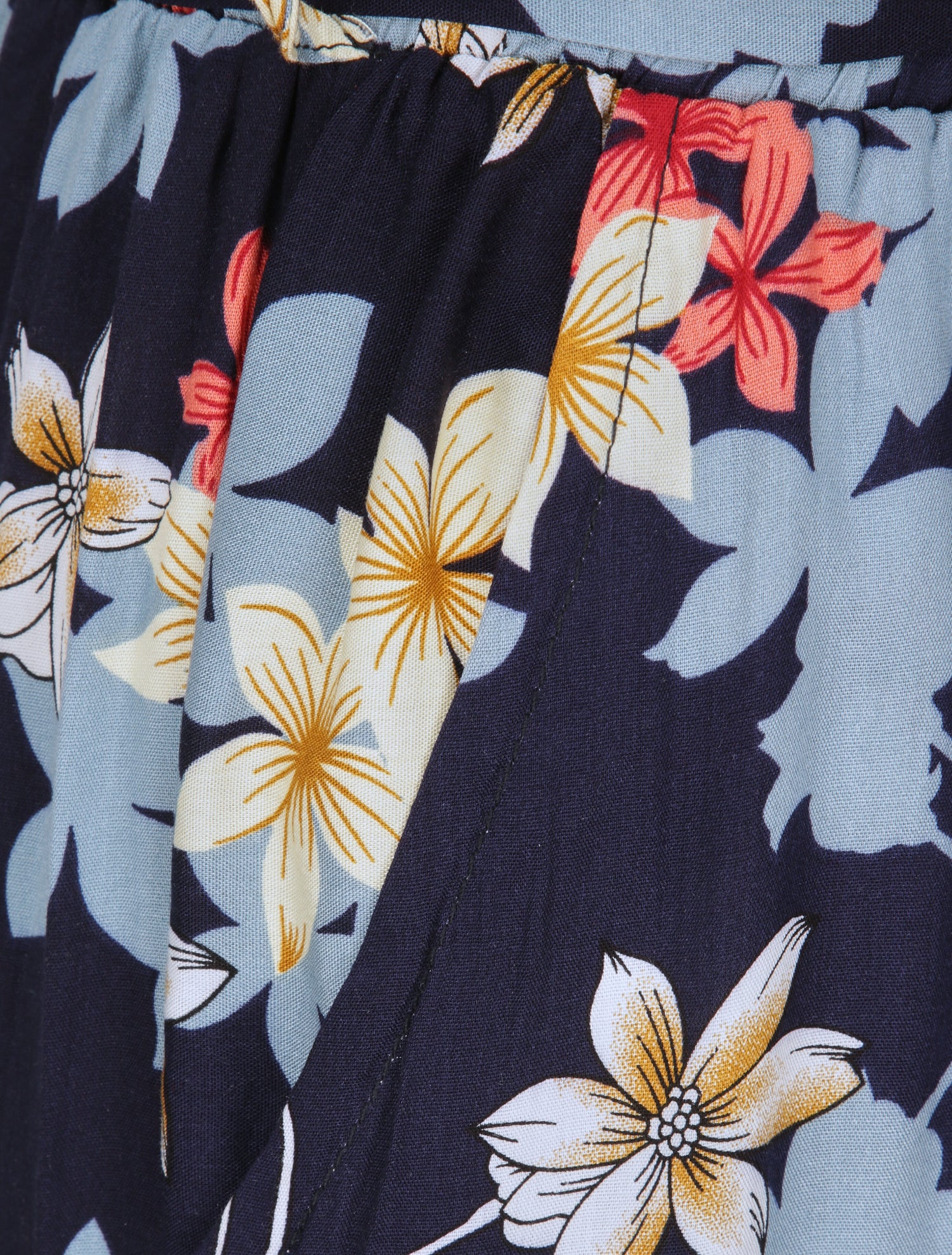 Pantalon fluide motifs fleurs de vanillier - Marine - 3