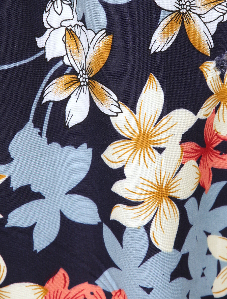 Short fluide motifs fleurs de vanillier - Marine - 3