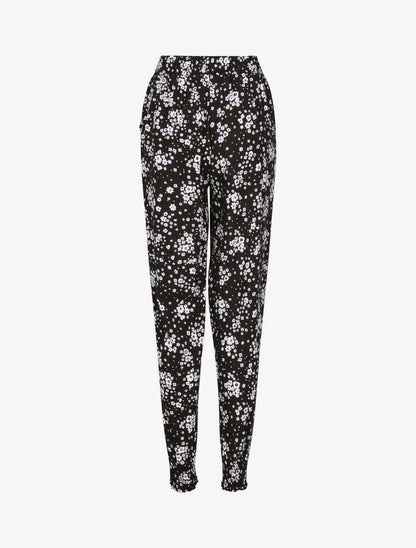 Pantalon harem motifs marguerites - Noir - 2