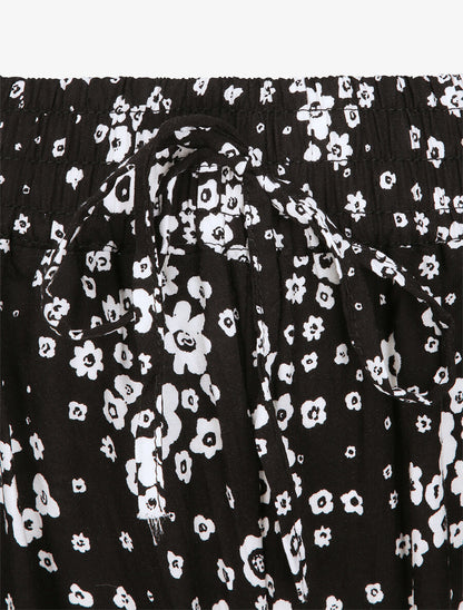 Pantalon harem motifs marguerites - Noir - 3