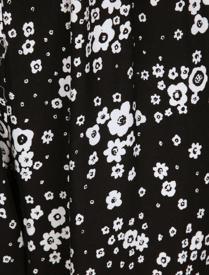 Pantalon harem motifs marguerites - Noir - 4