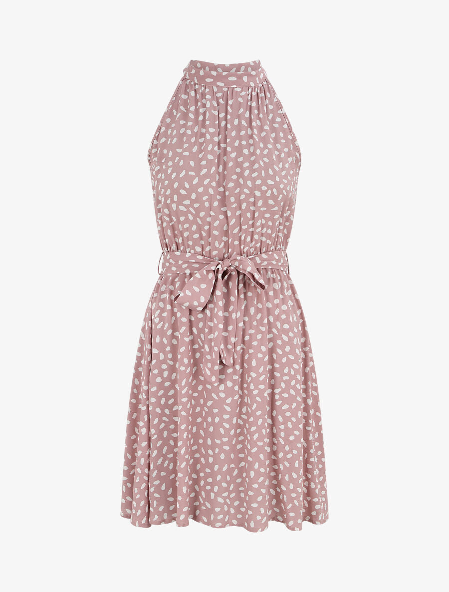 Robe cintrée à imprimé moucheté - Rose clair - 1