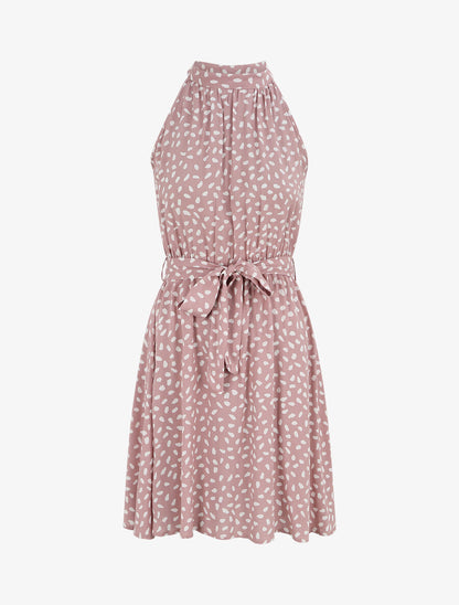 Robe cintrée à imprimé moucheté - Rose clair - 1